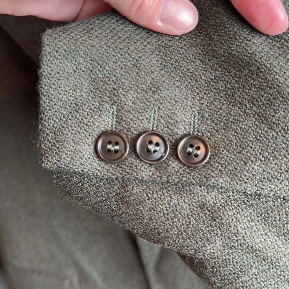 Mens United Colors of Benetton Italy made army green wool blazer jacket size 50